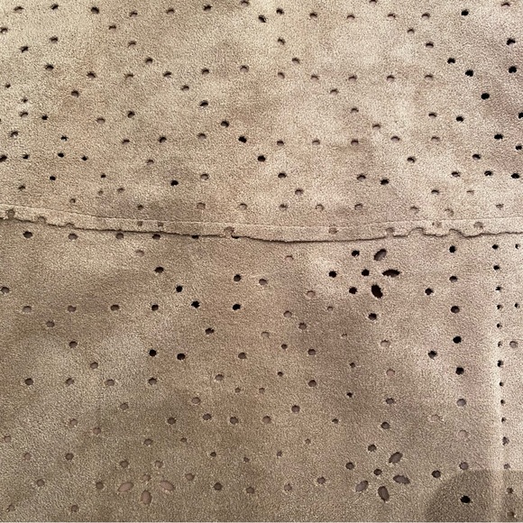 BCBGMaxAzria "Faux" Suede Caralyn Laser Cut Drape Back Tank Top, Size XS - Picture 7 of 14